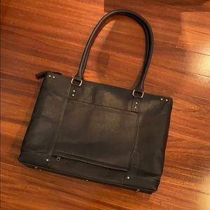Brand bee Jay leather tote, vintage laptop bag